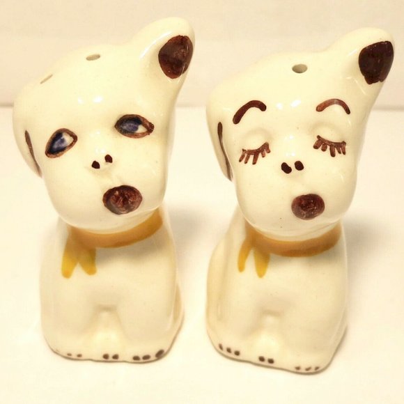Vintage White Porcelain Salt & Pepper Condiment Set - Picture 1 of 5